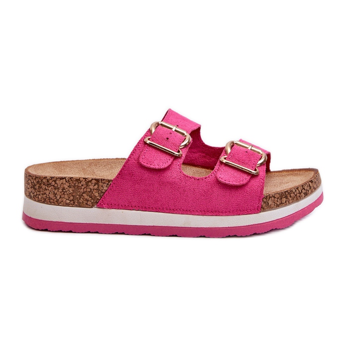 Tongs Pour Femmes Sur La Plateforme Avec Boucles Eco Daim Fuchsia Ursila rose