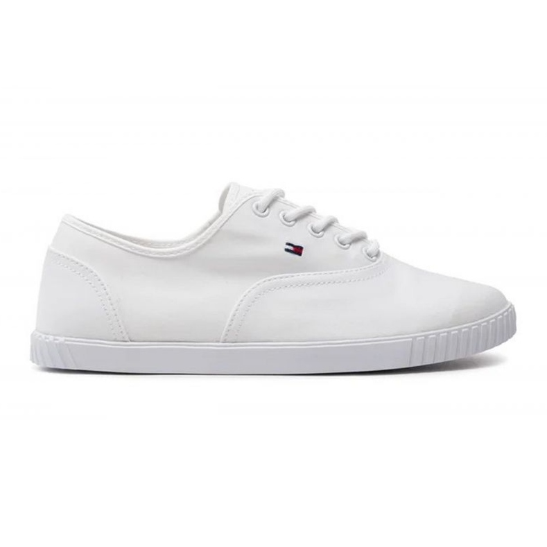 Tommy Hilfiger Baskets à lacets en toile W FW0FW07805YBS blanche Tommy Hilfiger Baskets à lacets en toile W FW0FW07805YBS blanche