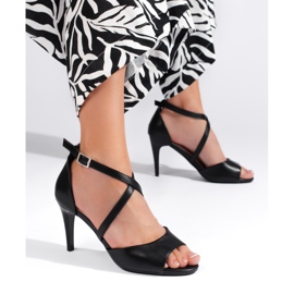 Sandales à talons hauts noires élégantes pour femmes de Sergio Leone le noir
