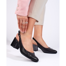 Escarpins à talons hauts noirs ajourés par Sergio Leone le noir