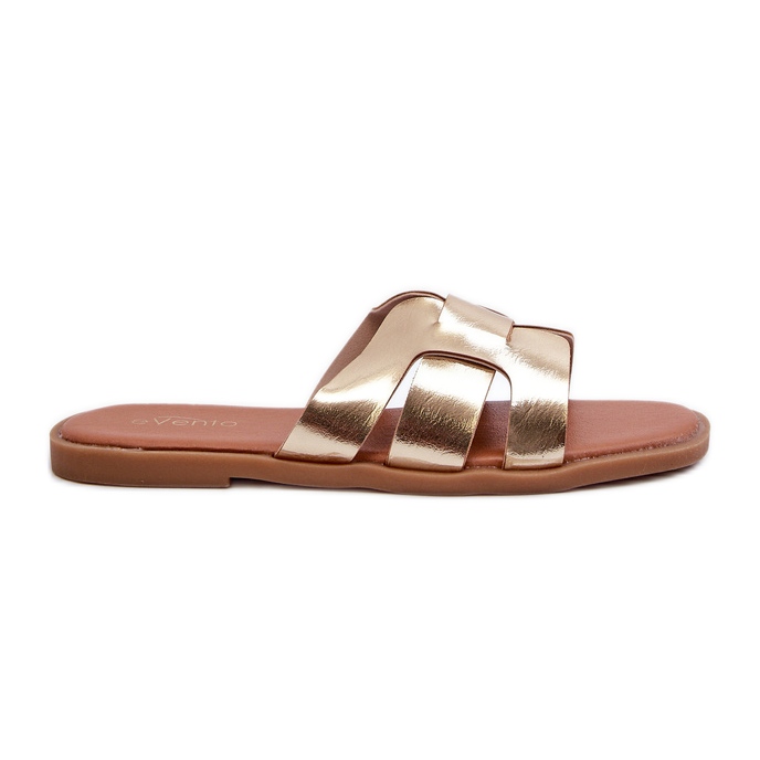 Tongs plates pour femmes en cuir écologique, Risamay Gold d'or Tongs plates pour femmes en cuir écologique, Risamay Gold d'or