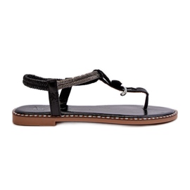 Sandales plates pour femmes avec fleur décorative, Noir Edoni