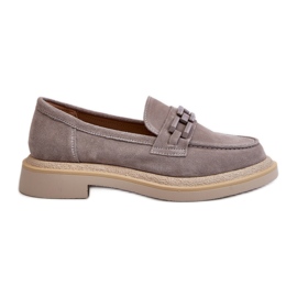 S.Barski Mocassins Femme En Daim Sur Talon Plat Avec Décoration D&A TW101 Gris S.Barski Mocassins Femme En Daim Sur Talon Plat Avec Décoration D&A TW101 Gris