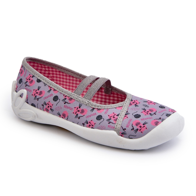 Befado Chaussons ballerines fille avec chatons 116Y327 Gris et Rose
