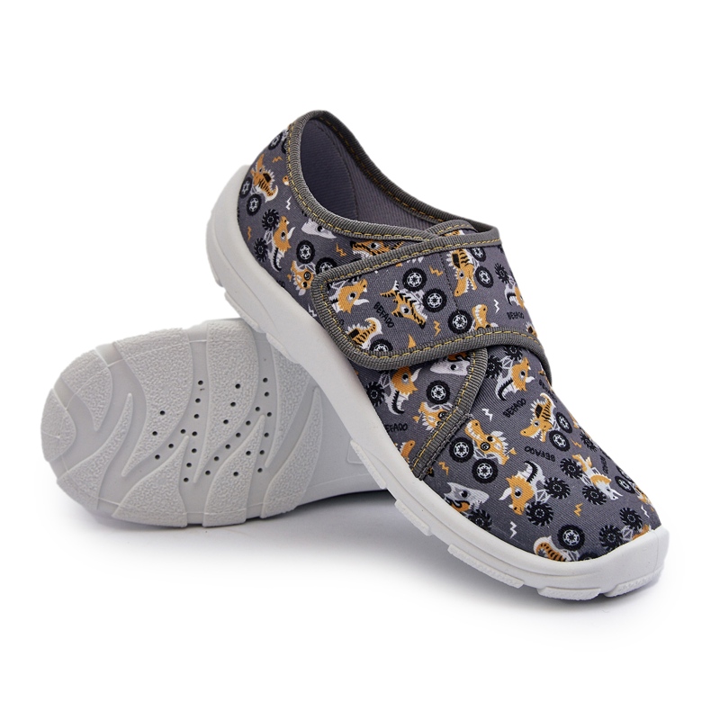 Chaussons confortables pour garçons avec fermeture scratch Befado 974Y552 Gris Chaussons confortables pour garçons avec fermeture scratch Befado 974Y552 Gris