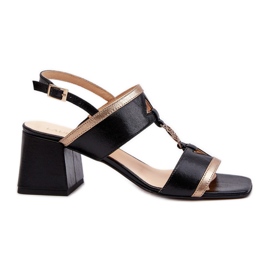 Sandales élégantes en cuir sur bloc Laura Messi 2768 Noir