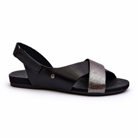 Zazoo 40141 Sandales en cuir avec velcro, noir