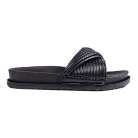 Claquettes plates noires pour femme