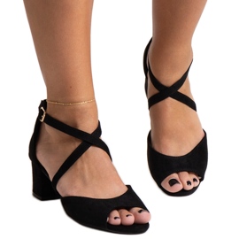 Sandales à talons hauts avec semelle intérieure en cuir Kourin noir