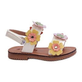 Sandales Enfant Décorées de Fleurs Multicolore Tinette blanc
