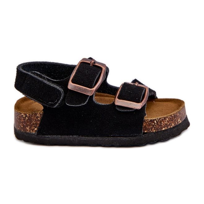 Sandales pour enfants sur plateforme en liège, fermeture velcro, noir Rorria le noir