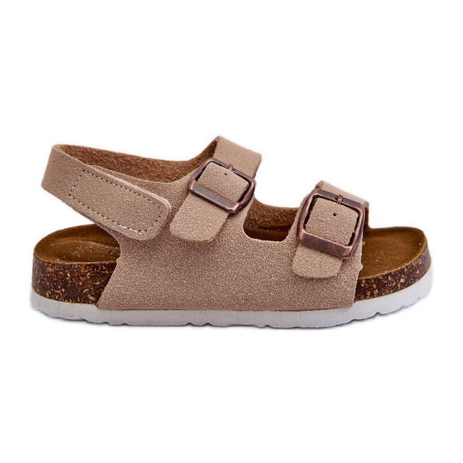 Sandales pour enfants sur plateforme en liège, fermeture velcro, Beige Rorria