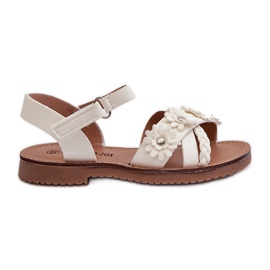 Sandales enfants avec fermeture velcro et fleurs, blanc Netalee