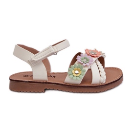 Sandales enfants avec fermeture velcro et fleurs, blanc Netalee