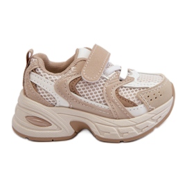 Chaussures de sport pour enfants, baskets avec velcro, beige Rulagia