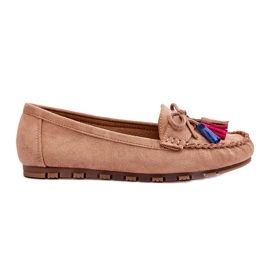 Seastar Mandards en daim des femmes avec un arc et des franges beige foncé