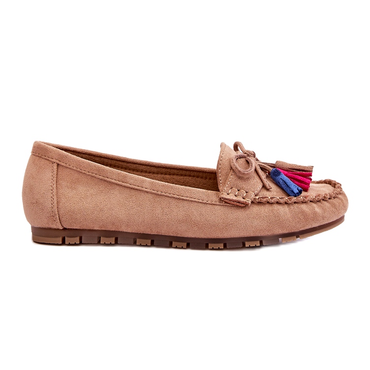 Seastar Mandards en daim des femmes avec un arc et des franges beige foncé