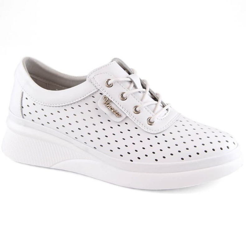 Vinceza W JAN274 chaussures compensées en cuir ajouré blanc blanche Vinceza W JAN274 chaussures compensées en cuir ajouré blanc blanche