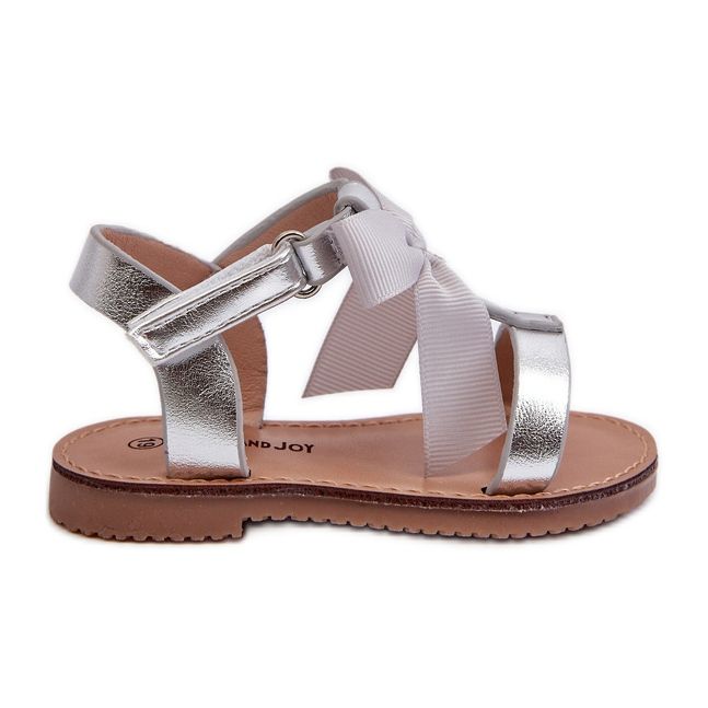 Sandales enfant avec nœud velcro, argent Joratia