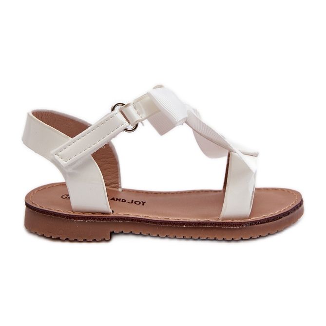 Sandales enfant laquées avec noeud velcro, blanc Joratia blanche Sandales enfant laquées avec noeud velcro, blanc Joratia blanche
