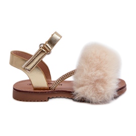 Sandales Velcro Pour Enfants Avec Fourrure, Or Rosavere doré