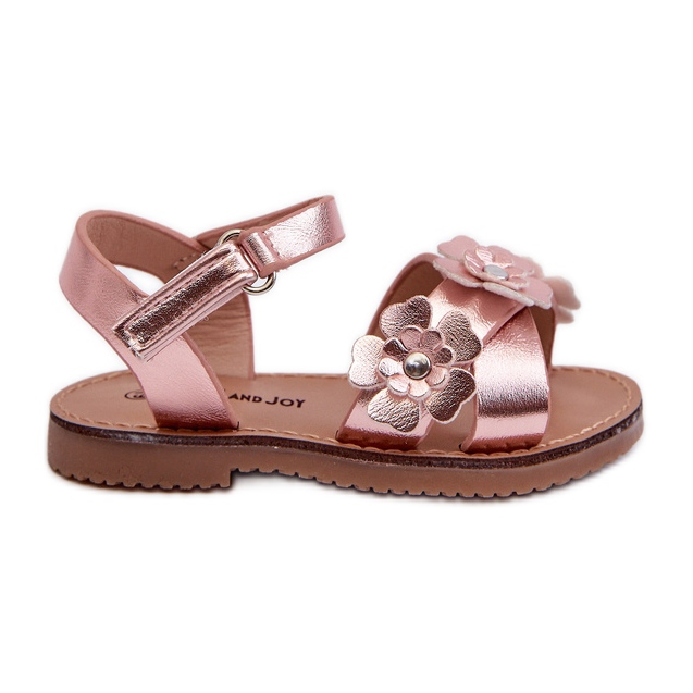 Sandales pour enfants décorées de fleurs, fermées par velcro, rose Fagossa Sandales pour enfants décorées de fleurs, fermées par velcro, rose Fagossa