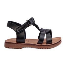 Sandales pour enfants avec fermeture velcro, Noir, Sarniema