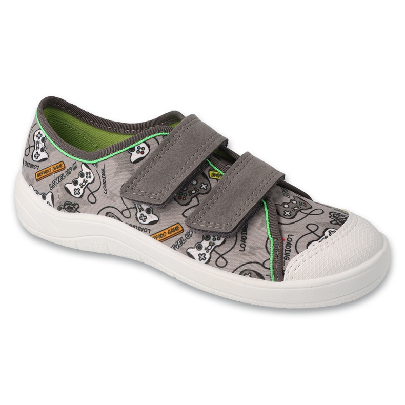 Chaussons enfants Befado avec Velcro 772X009, gris avec motifs Chaussons enfants Befado avec Velcro 772X009, gris avec motifs