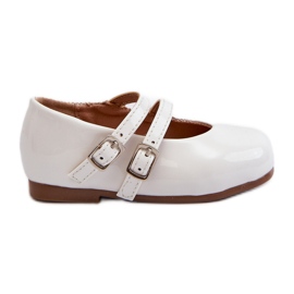Ballerines enfant en cuir verni à rayures, blanc Margenis blanche Ballerines enfant en cuir verni à rayures, blanc Margenis blanche