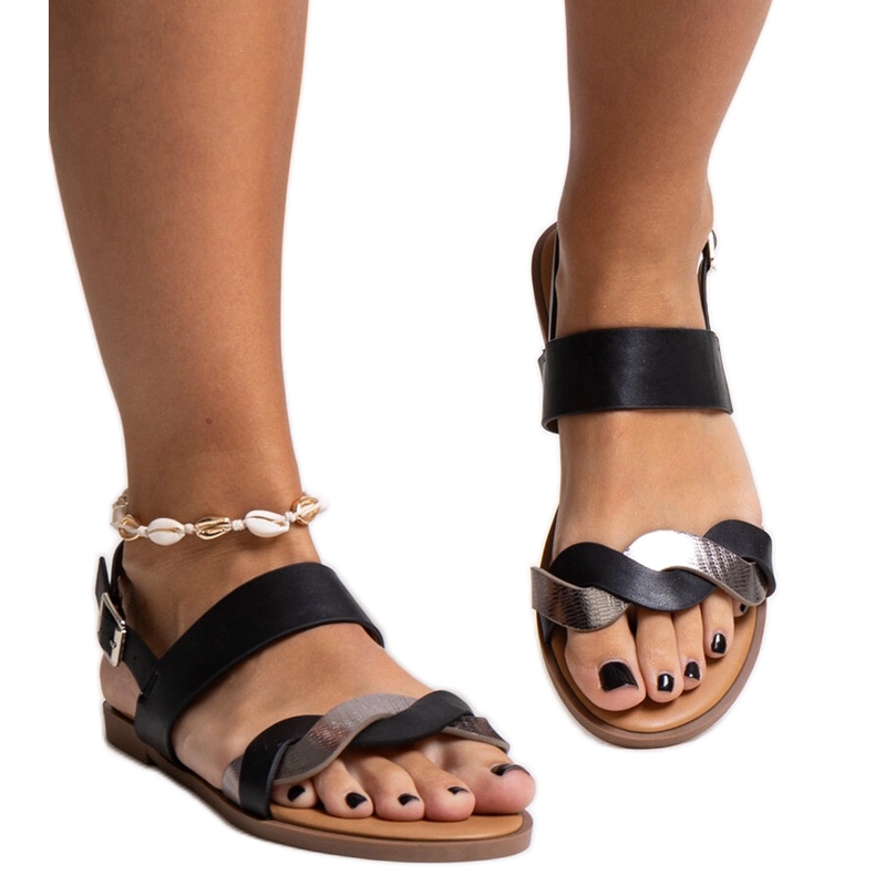 Sandales noires en cuir écologique Maxima le noir