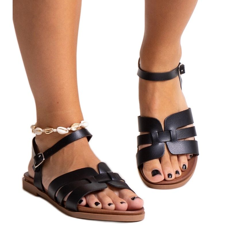 Sandales noires en cuir écologique Fernandania le noir