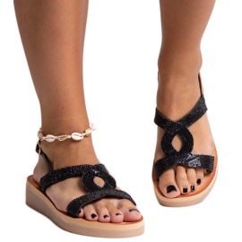 Sandales à plateforme noires avec strass Mifsa