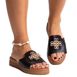 Claquettes plateforme noires avec boucle Nibal