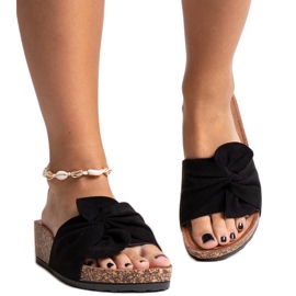 Chaussons noirs avec semelle compensée Ghaza en liège