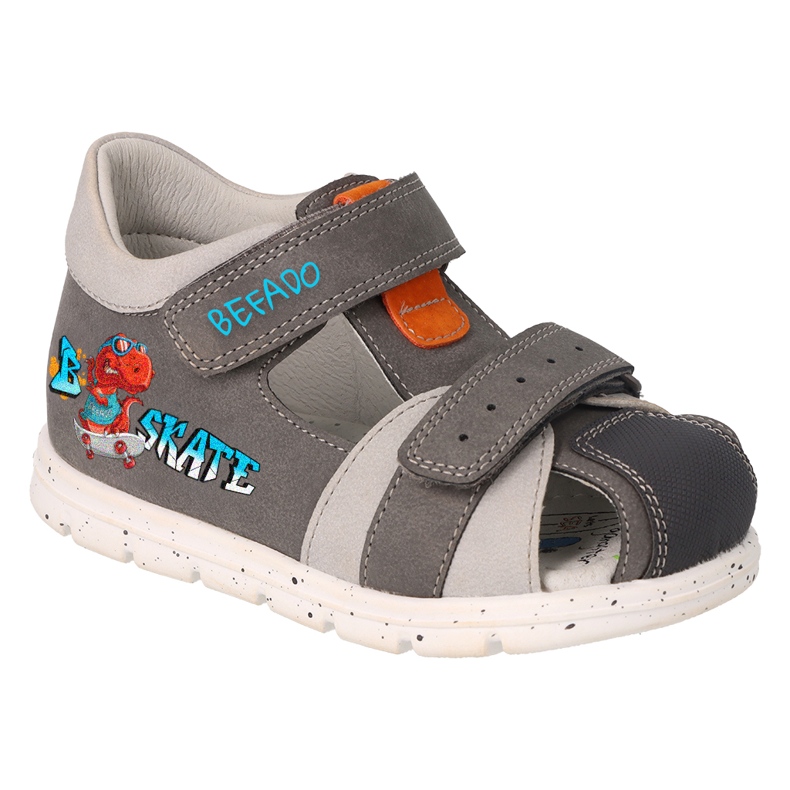 Sandales pour enfants Befado, insert en cuir avec velcro, 170X087, gris