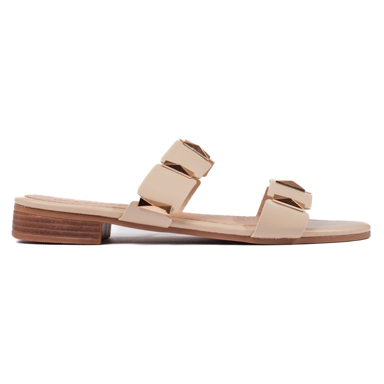 Tongs femme beiges à semelle plate