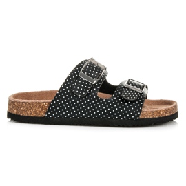 American Club Chaussons à pois le noir