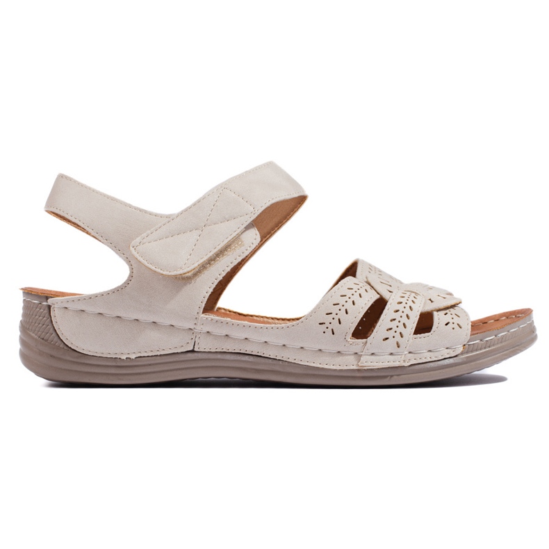 Sandales femme beige clair à talon bas