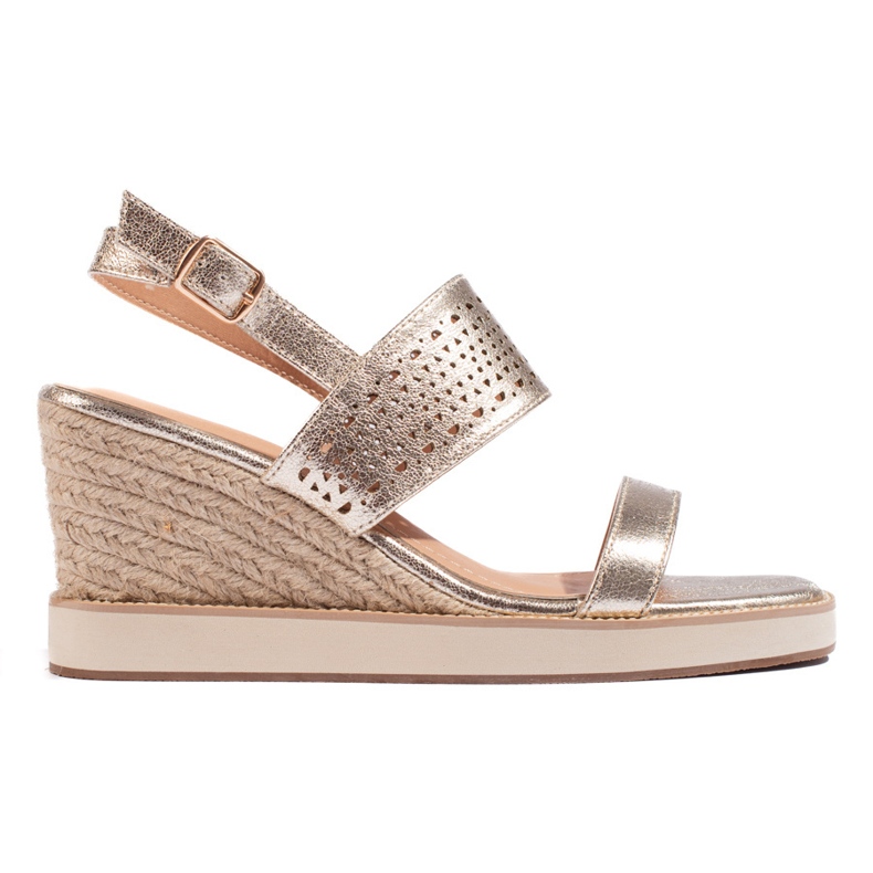 Sandales compensées dorées pour femme d'or