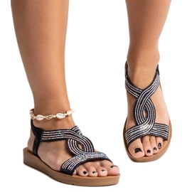 Sandales noires ornées de zircons Michalina