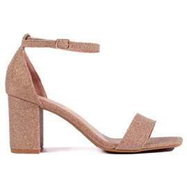 Sandales à talons hauts femme en brocart doré