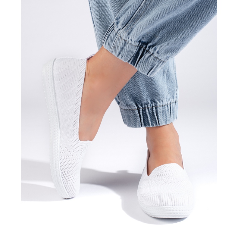 Slip-on femme en tissu blanc blanche