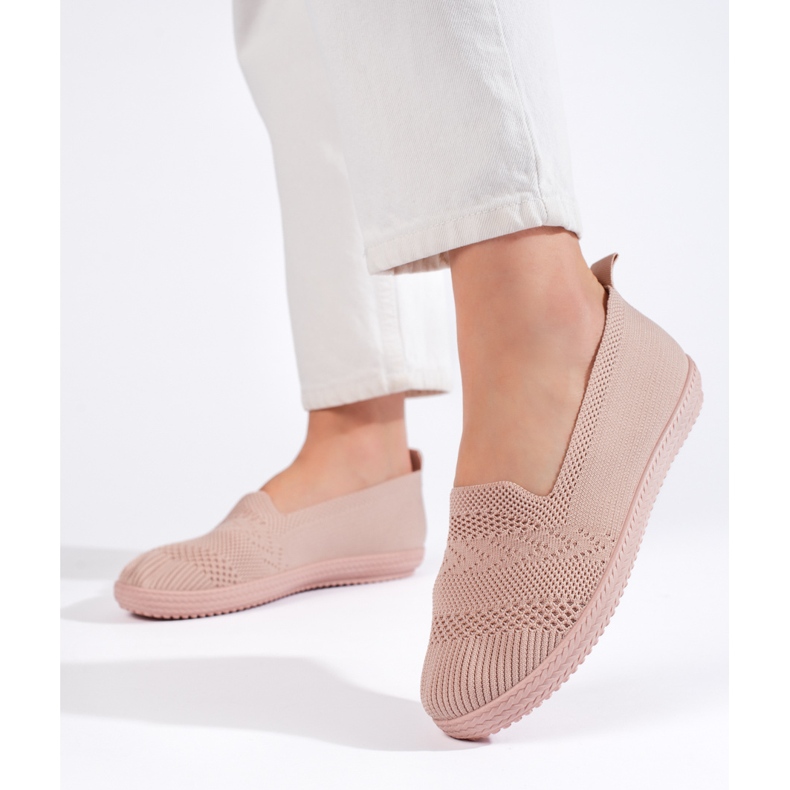 Slip-on femme en tissu rose