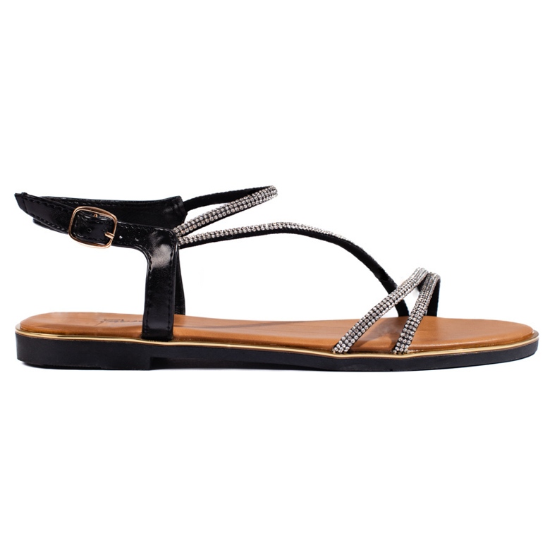 Sandales femme noires à paillettes le noir