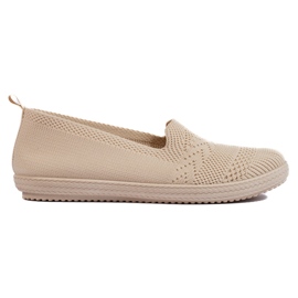 Slip-on femme en tissu beige