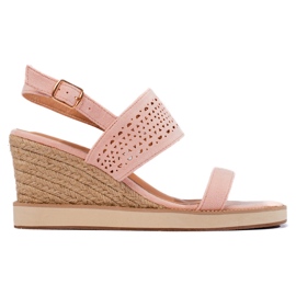 Sandales compensées femme roses