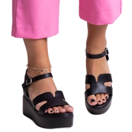 Sandales compensées noires Reema