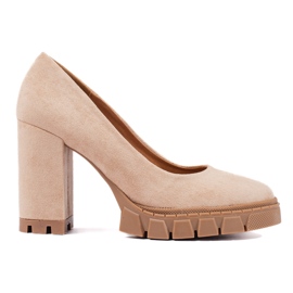 Escarpins femme à talons en daim beige