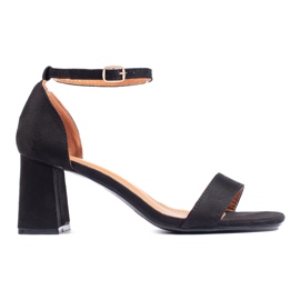 Sandales à talons hauts femme en daim noir le noir