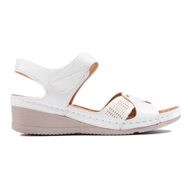 Sandales compensées velcro femme blanches